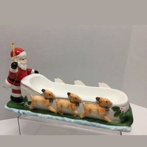 Vintage Santa Sleigh Party Server Ceramic 1984